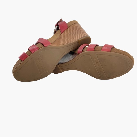 Franco Sarto Hanako Leather Red Maroon Wood Wedges‎ - Picture 7 of 11